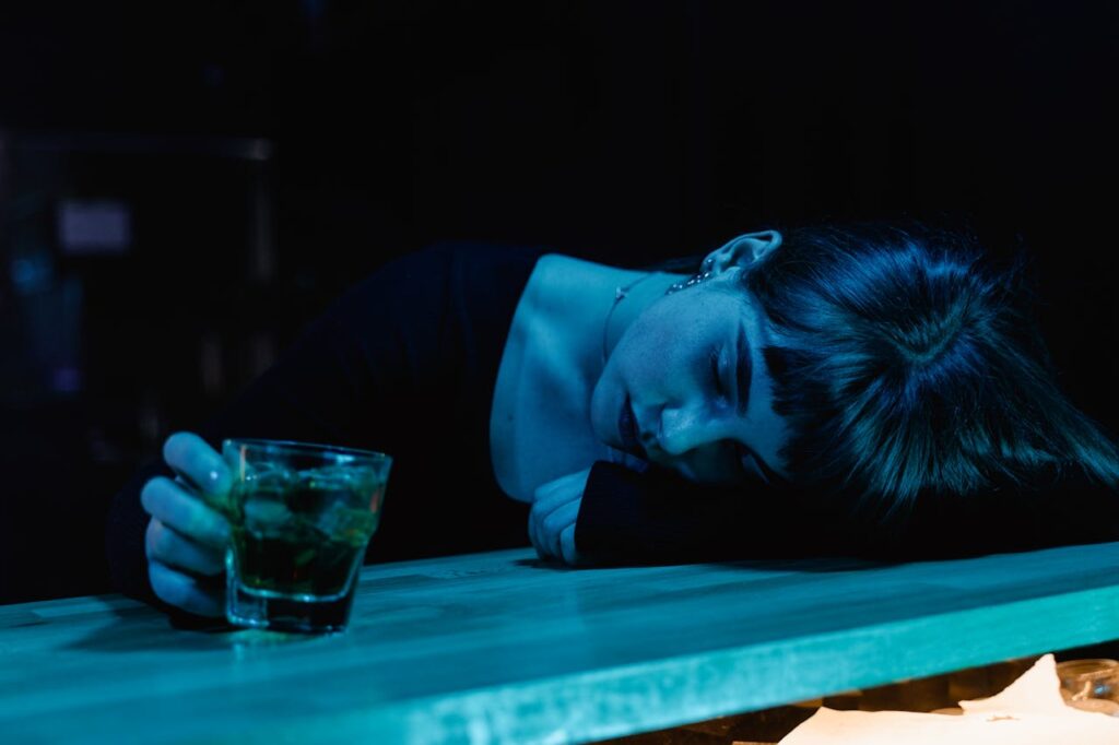 woman with drink too many